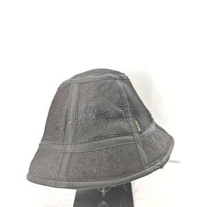 LEDER Bucket Hat Black Cap Unisex  Gorp Core Streetwear Grunge Men Women